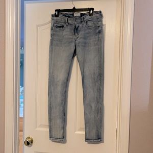 BKE Denim Jeans.  I’m 5tf 6 in and they hit my ankle.